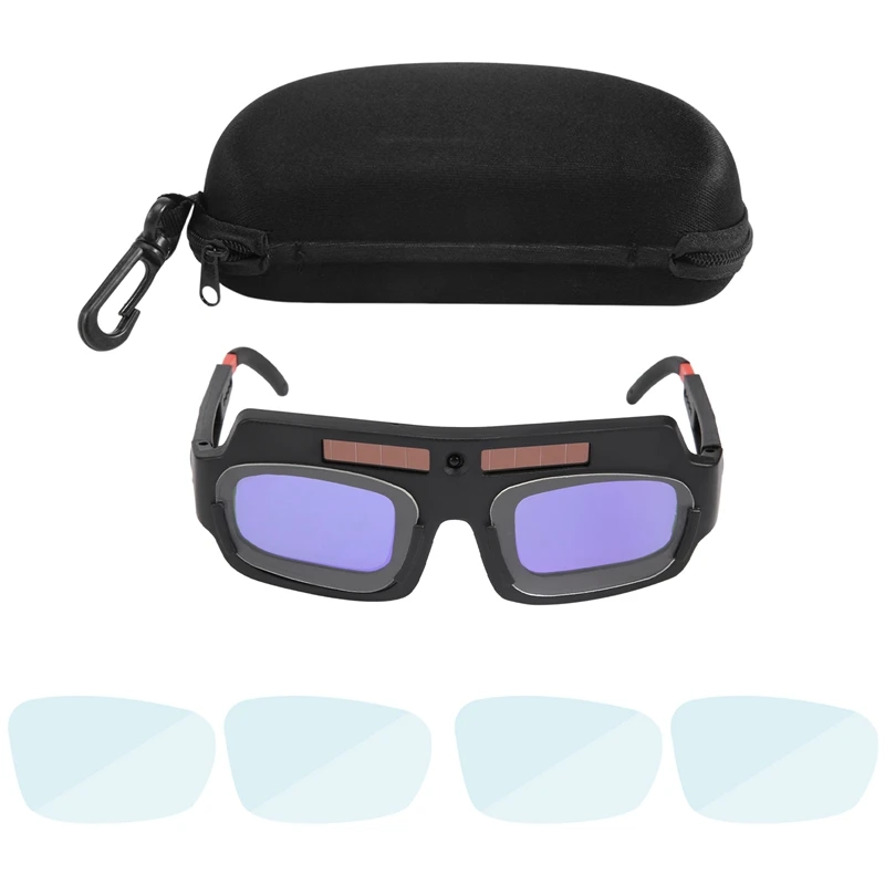 

Solar Powered Auto Darkening Welding Mask Helmet Goggles Welder Glasses Arc Anti-Shock Lens With Storage Case