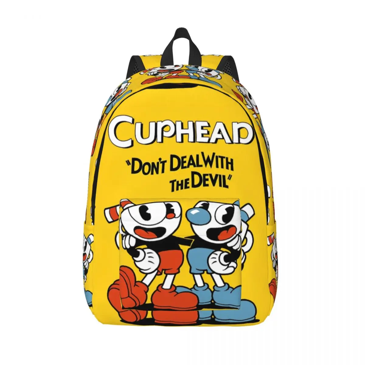 Cuphead Backpack for Kindergarten Primary School Student Great Retro Game Bookbag Boy Girl Kids Canvas Daypack Hiking