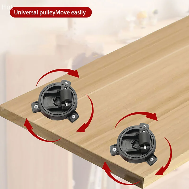 4pcs Invisible Universal Slotted Wheel 360 Degree Rotation Caster Smooth Quiet For Home&Office Furniture Bottom Push-pull Moving