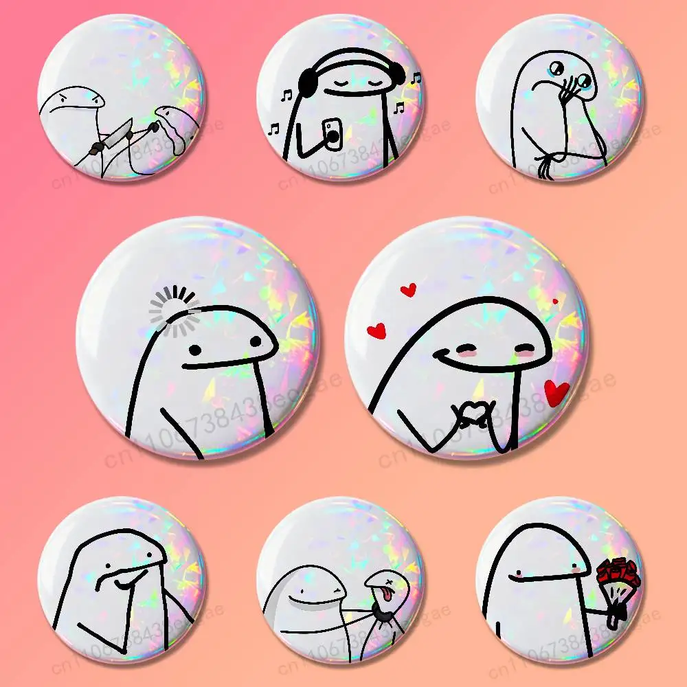 

Funny F-Flork Emojis Round Cosplay Pin Bag Decor Fans Collect Friends Gifts Brooch Souvenir Badges 25 32 44 58 75 mm