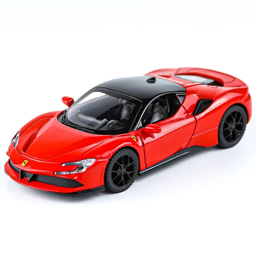 Ferrari SF90 supercoche de alta simulación, modelo de aleación de Metal fundido a presión, luz de sonido de coche, colección de regalos de juguete, escala 1:32