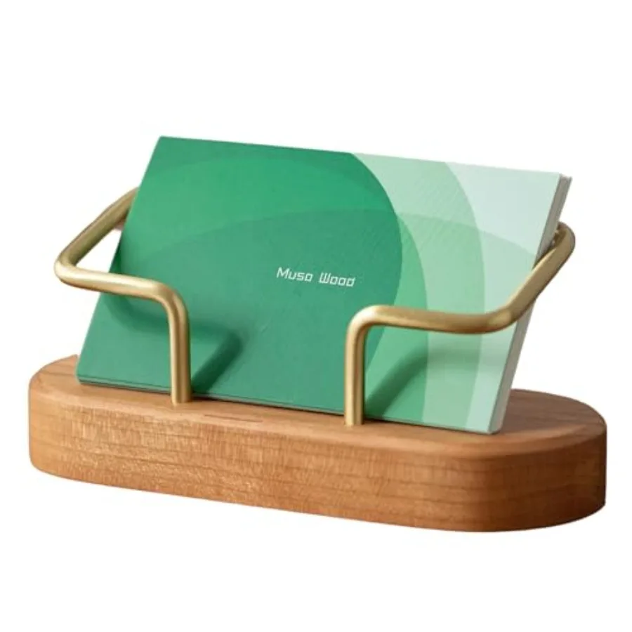 

muso wood Business Card Holder for Desk, Wooden Creative Business Card Display for Desk, Wood Business Card Stand for Office, T