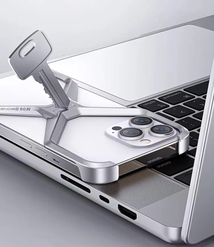 Aluminum Alloy Removable Rimless Phone Case For iPhone 13 14 15 Pro Max Shockproof Phone Cover Heat Dissipation Armor X Type