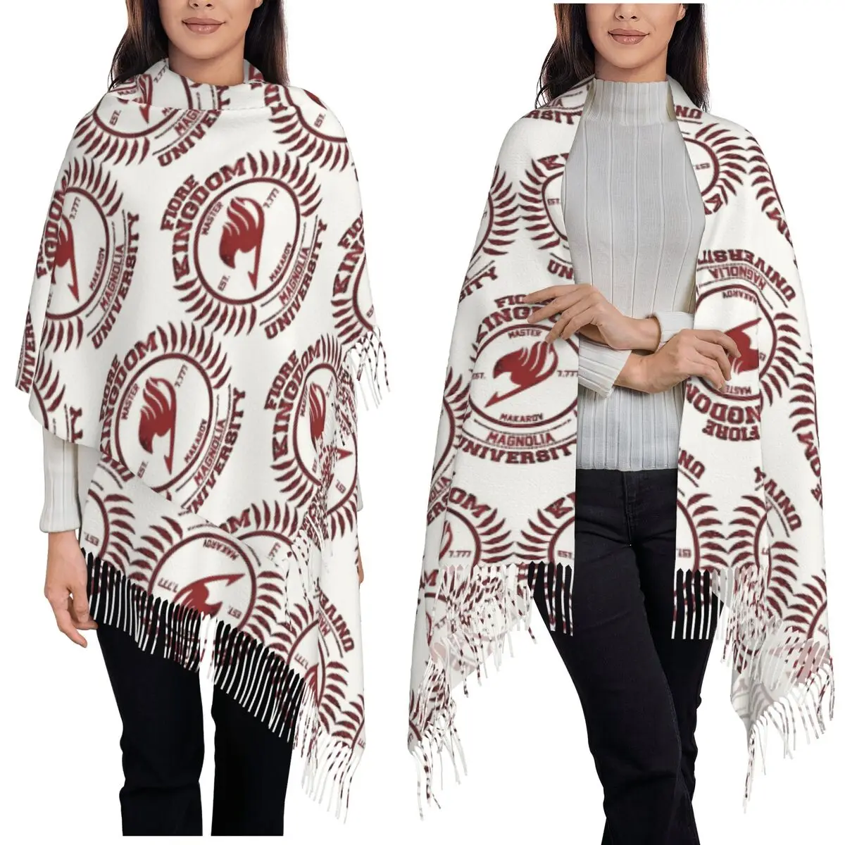 Fairy Tail Team Flag Scarf Tassel Scarves for Women Soft Warm Shawls and Wraps Long Fall Winter Shawl Wrap