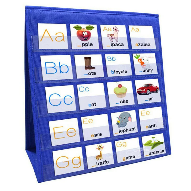 5X Desktop Pocket Chart Double-Sided And Self-Standing Mini Pocket Chart Stand For Individual Or Small Group (43X 33Cm)