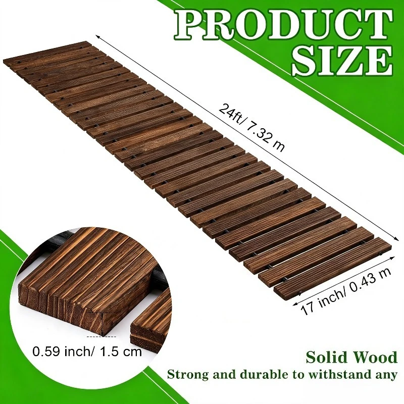 Natural Bamboo Garden Path Planks Weatherproof Outdoor Walkway Mat Portable Courtyard  Decorative Boardwalk for Patio Camping