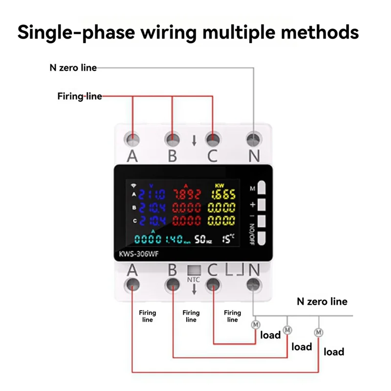KWS-306L Power Meter RS485 Version AC Energy Power Voltmeter Voltage Protector Switch Current Voltage Monitor