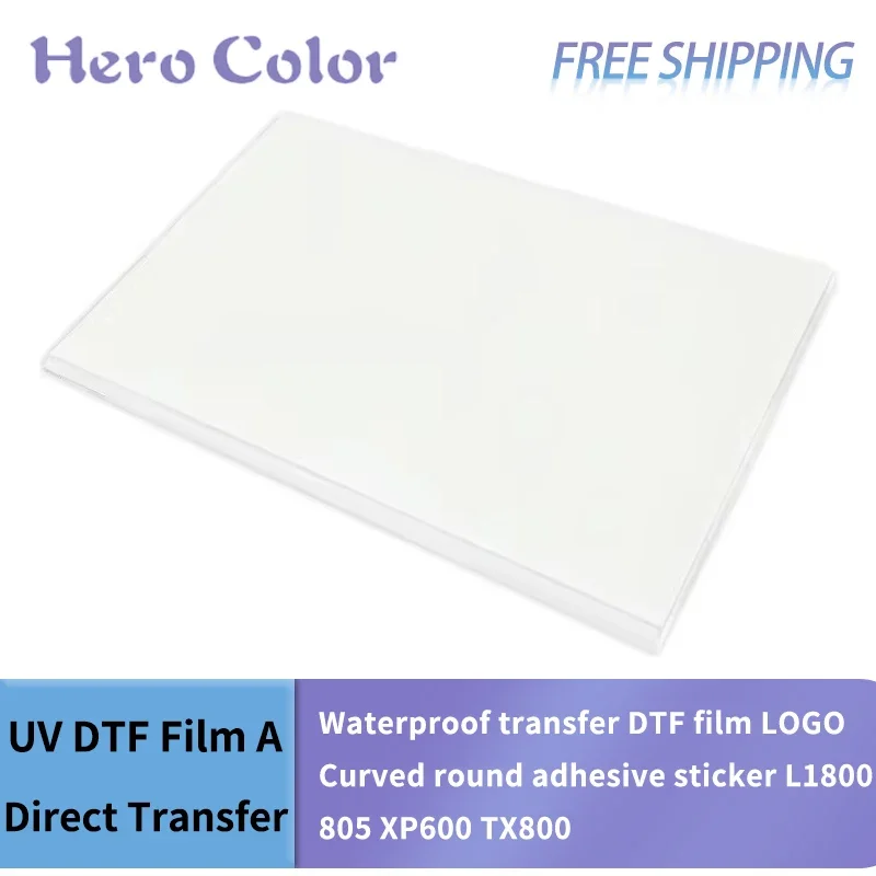 Uv dtf ab סרט 6090 4060 a3 a4 uv מדפסות עמיד למים dtf סרט לוגו מעוקל דבק עגול מדבקה l1800 805 xp600 tx800