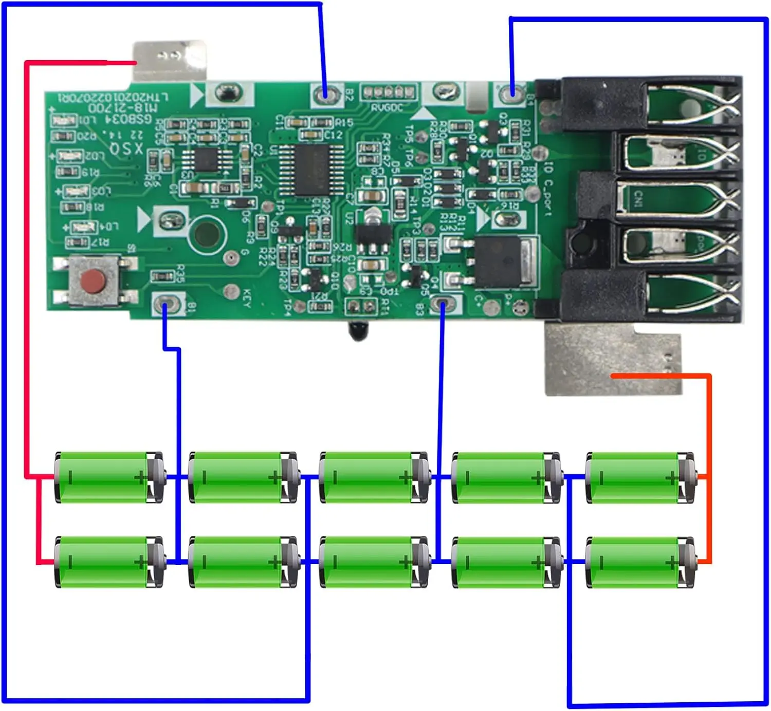 Imagem -05 - Estojo para Milwaukee M18 Faça Você Mesmo Caixa Shell com Placa Pcb Proteção de Carregamento Led Digital 18v 18650