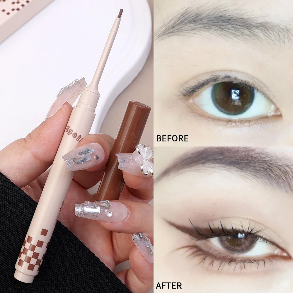 Smooth Oblique Eyeliner Pencil Matte Waterproof Not Blooming Lying Silkworm Eyeliner Brown Quick Drying Eye Liner Gel Pen Makeup