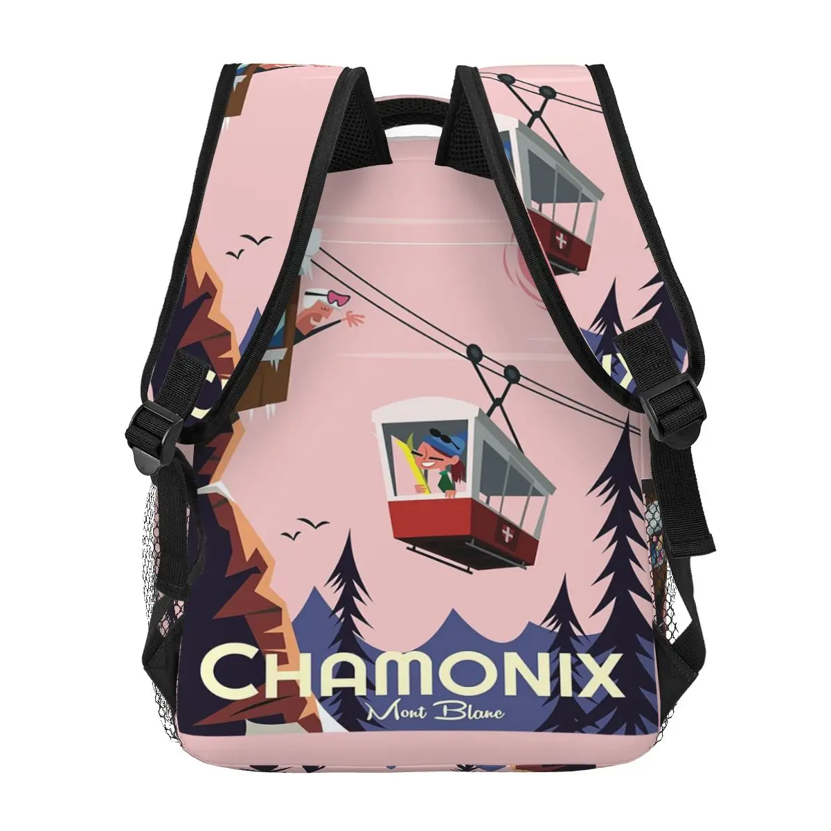 حقيبة ظهر ملصق من Chamonix Mont Blanc رائجة البيع حقيبة نهارية ذات سعة كبيرة للأطفال حقيبة كتب مدرسية حقائب كتف للرجال والنساء