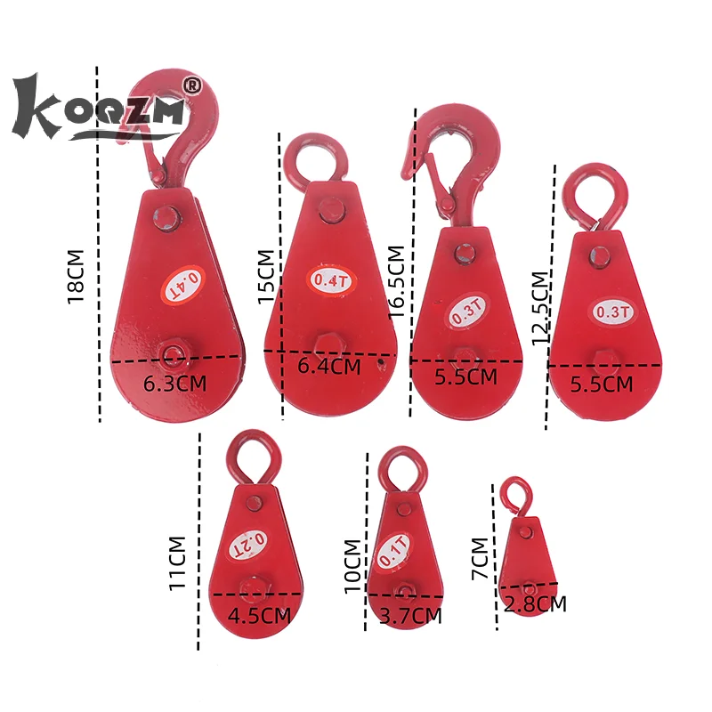 1 шт. подвесной крюк, подвесное кольцо, роликовый шкив 0,05 T/0,1 T/0,2 T/0,3 T/0,4 T, фиксированный шкив, круговое кольцо, динамический шкив в комплекте