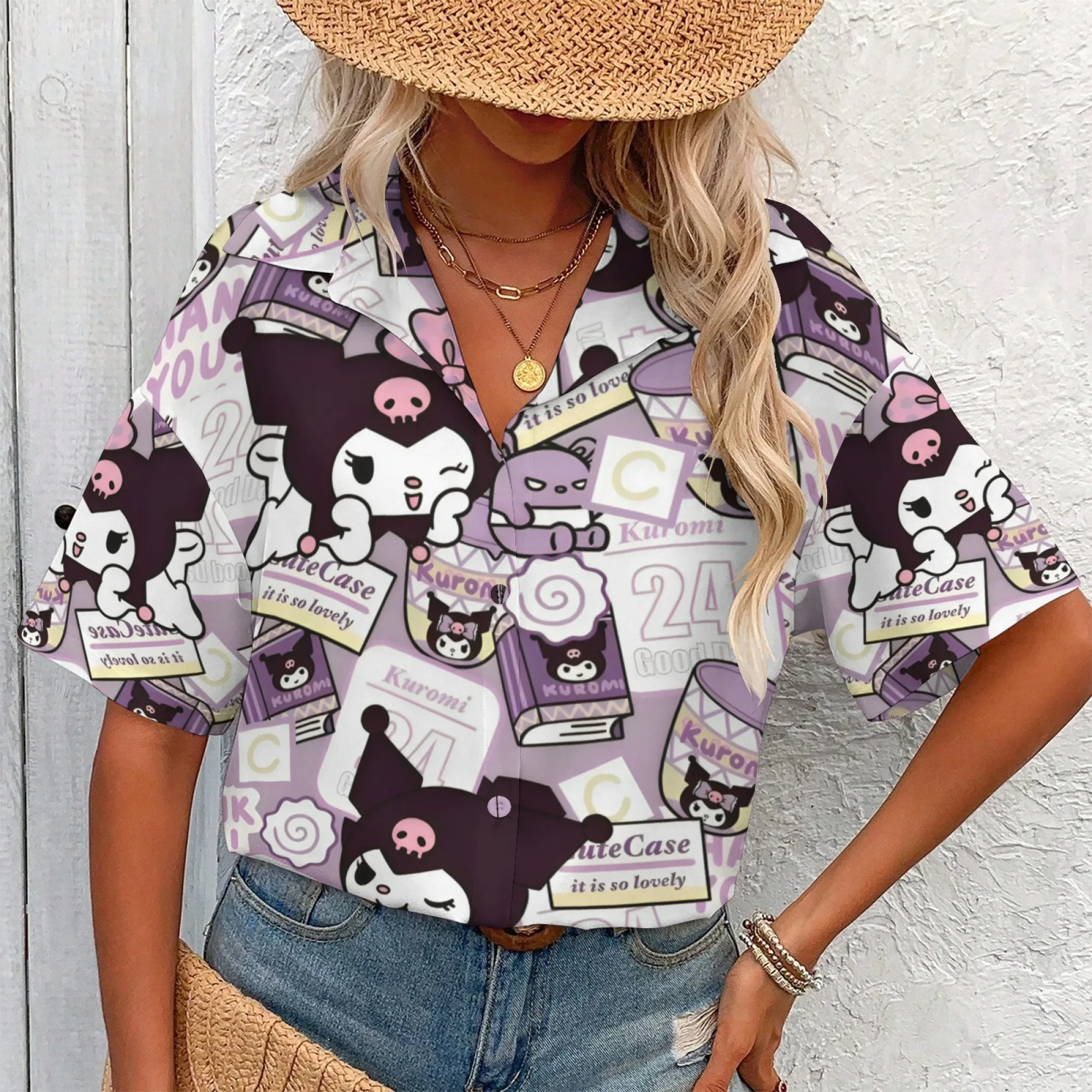 Kemeja dan Rok Kuromi Ulasan Korea Banyak Pakaian Anak Perempuan Kemeja Kuromi Yang Memiliki Pakaian Wanita K Kaos Wanita Atasan Y2k Wanita