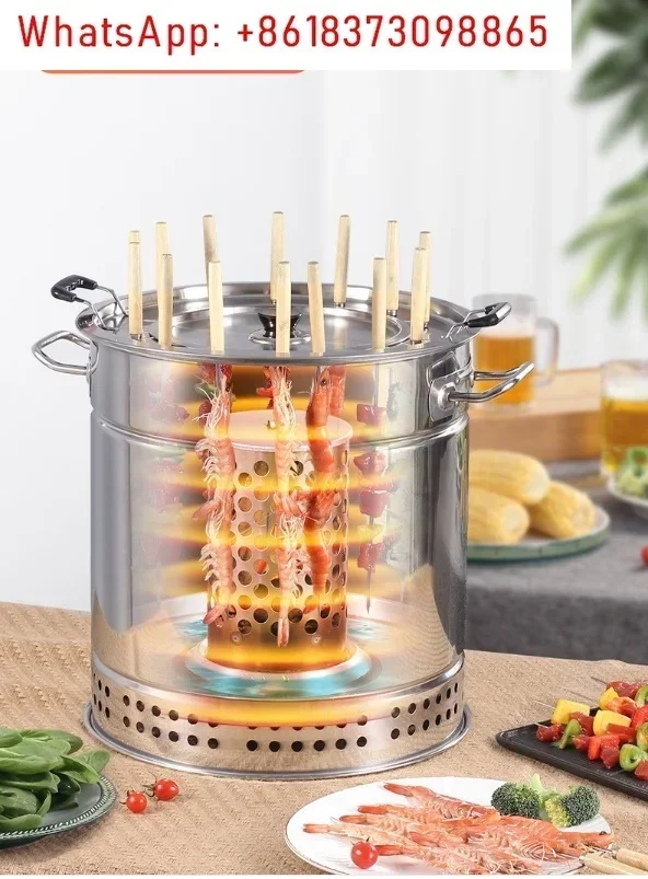 BBQ  Smokeless Barbecue Home Outdoor Hanging Stove Charcoal Grill Indoor Stainless Steel Oven 20/28 Strings