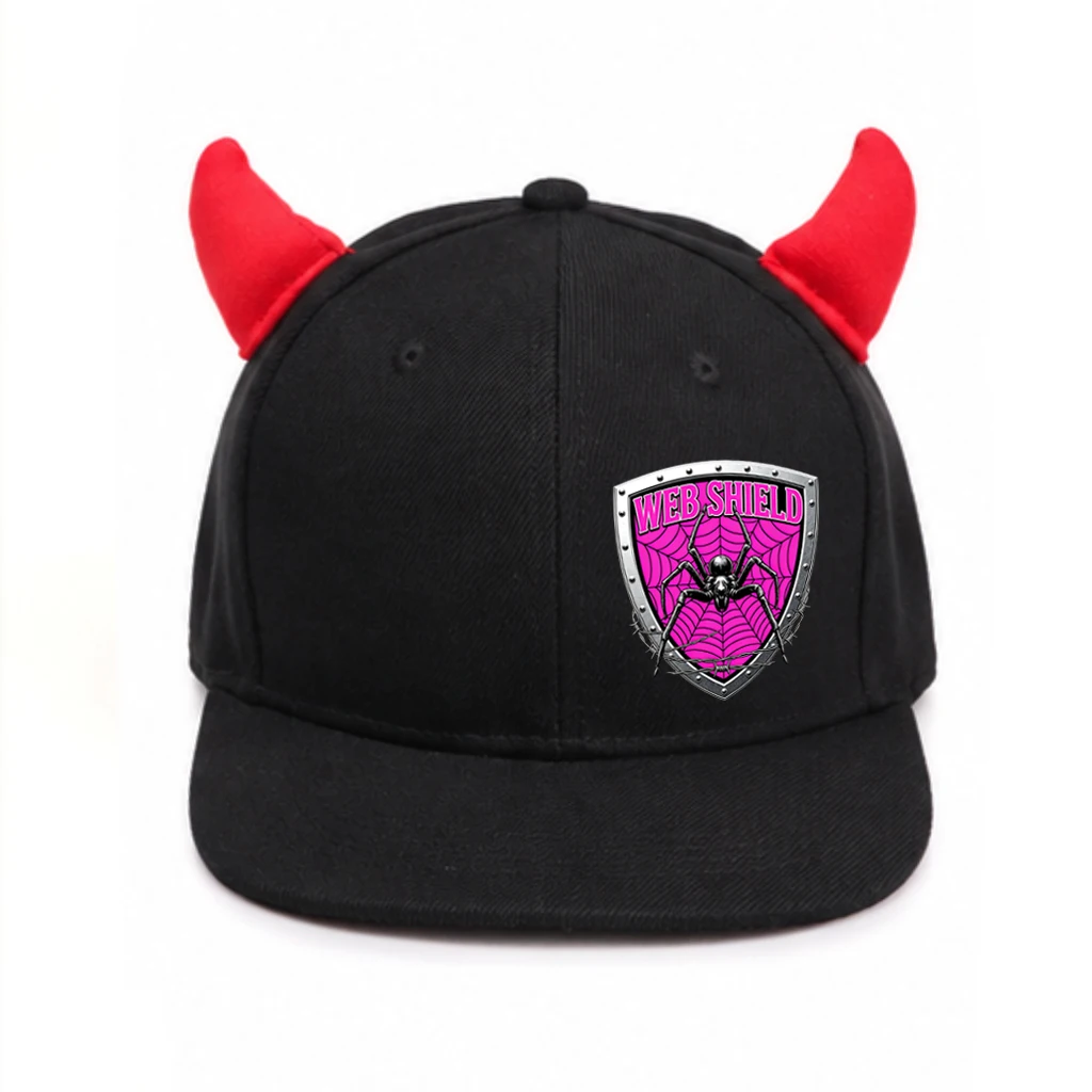 1 Devil's Corner Button Hat, Printed Flat Bottom Baseball Hat, Punk Street Style Adjustable Novel Party Men's and Women's Hat