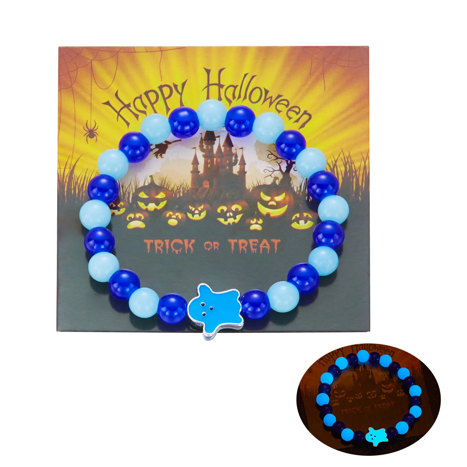 

Handmade Halloween Luminous Beaded Bracelets for Women Men Cute Glow in the Dark Ghost Pumpkin Bracelets Party Jewelry Gifts
