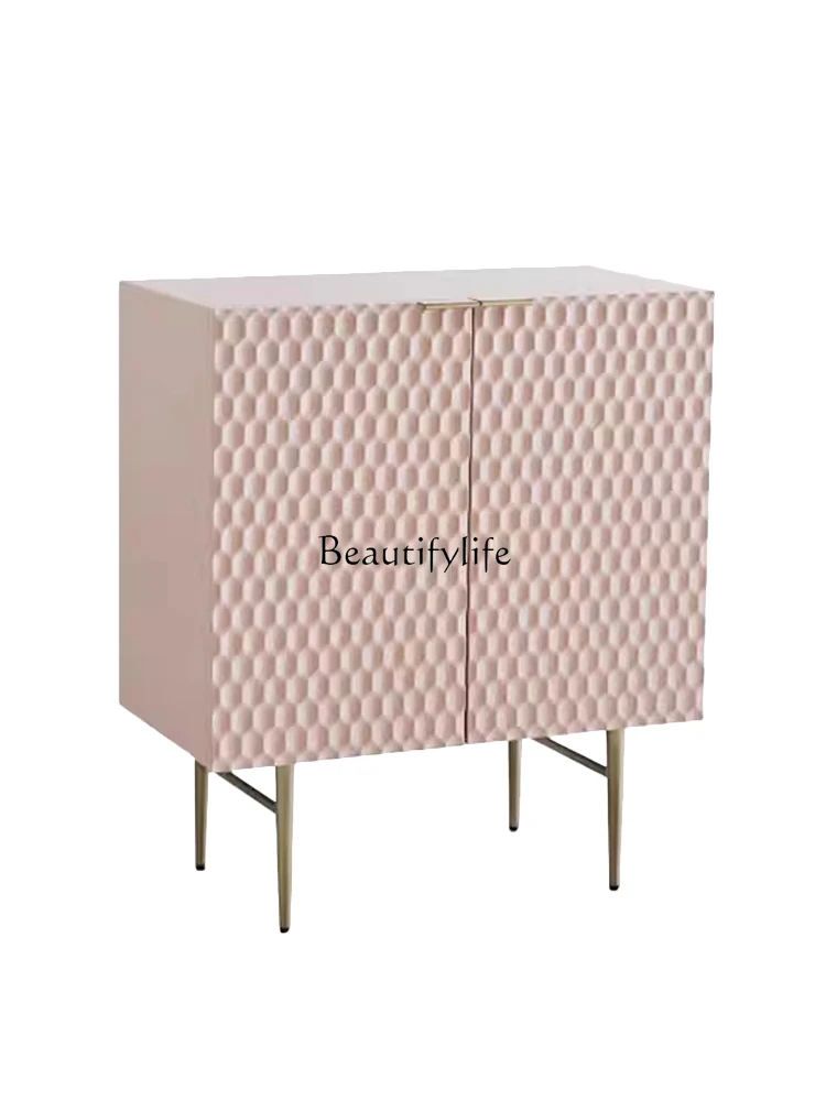 

American Minimalist Modern Pink Console Affordable Luxury Fashion Hallway Storage Shoe Cabinet