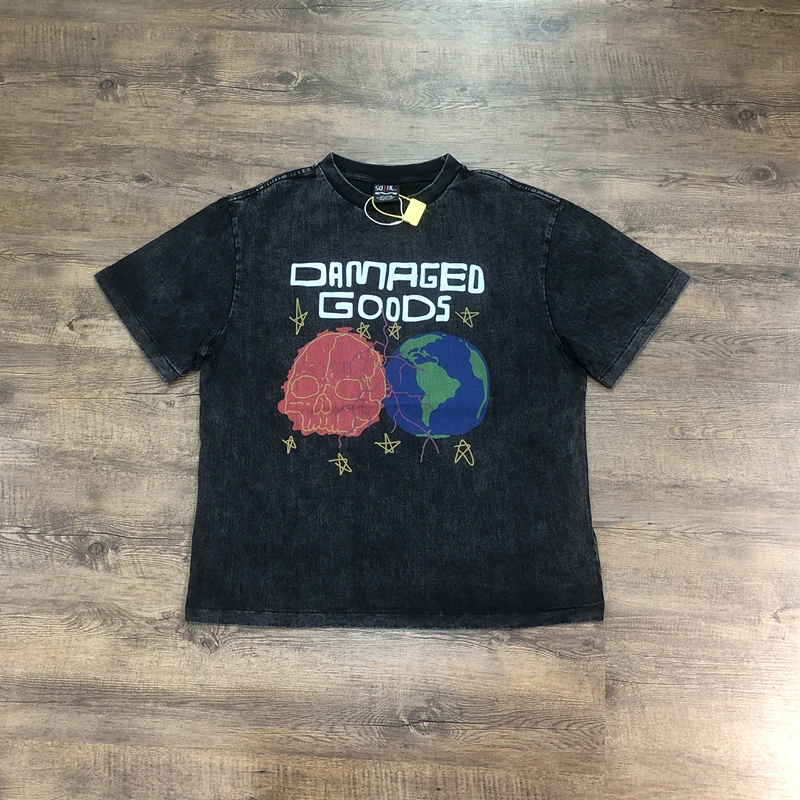 

Frog Drift Fashion Streetwear 1:1 SAINT OF MICHAEL Printed Tops Loose Oversized 100%Cotton Tee Casual Vintage T Shirt For Men