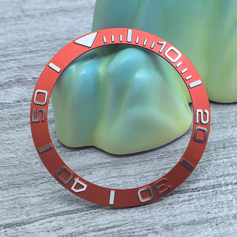 38mmx30.7 Anello di inserimento lunetta in alluminio curvo adatto per SKX007 SKX009 SUB Cassa dell'orologio NH35 NH36 Movimento Orologio Lunetta Anello Refit Parti