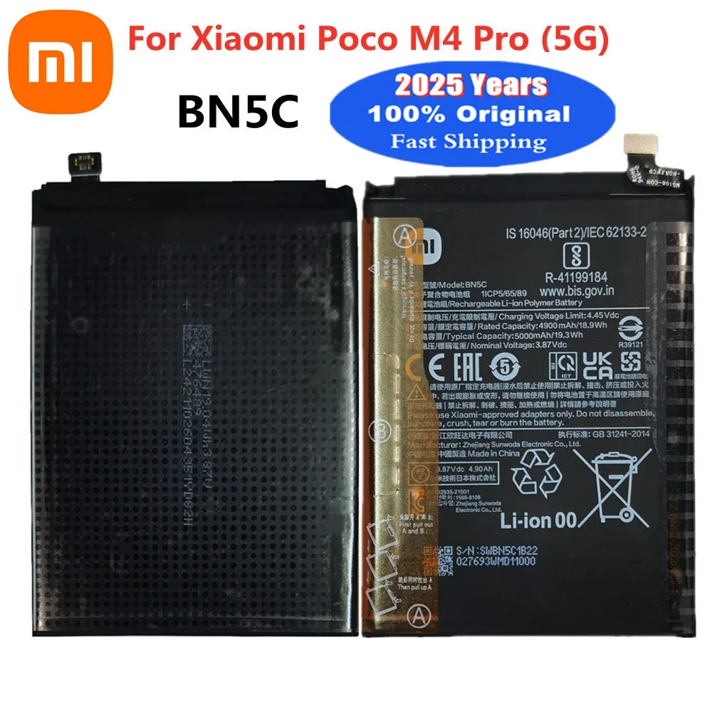 2025 Years 100% Original Battery BN5C For Xiaomi Poco M4 Pro M4Pro 5G High Qulity Phone Battery Bateria Fast Deliver + Tools