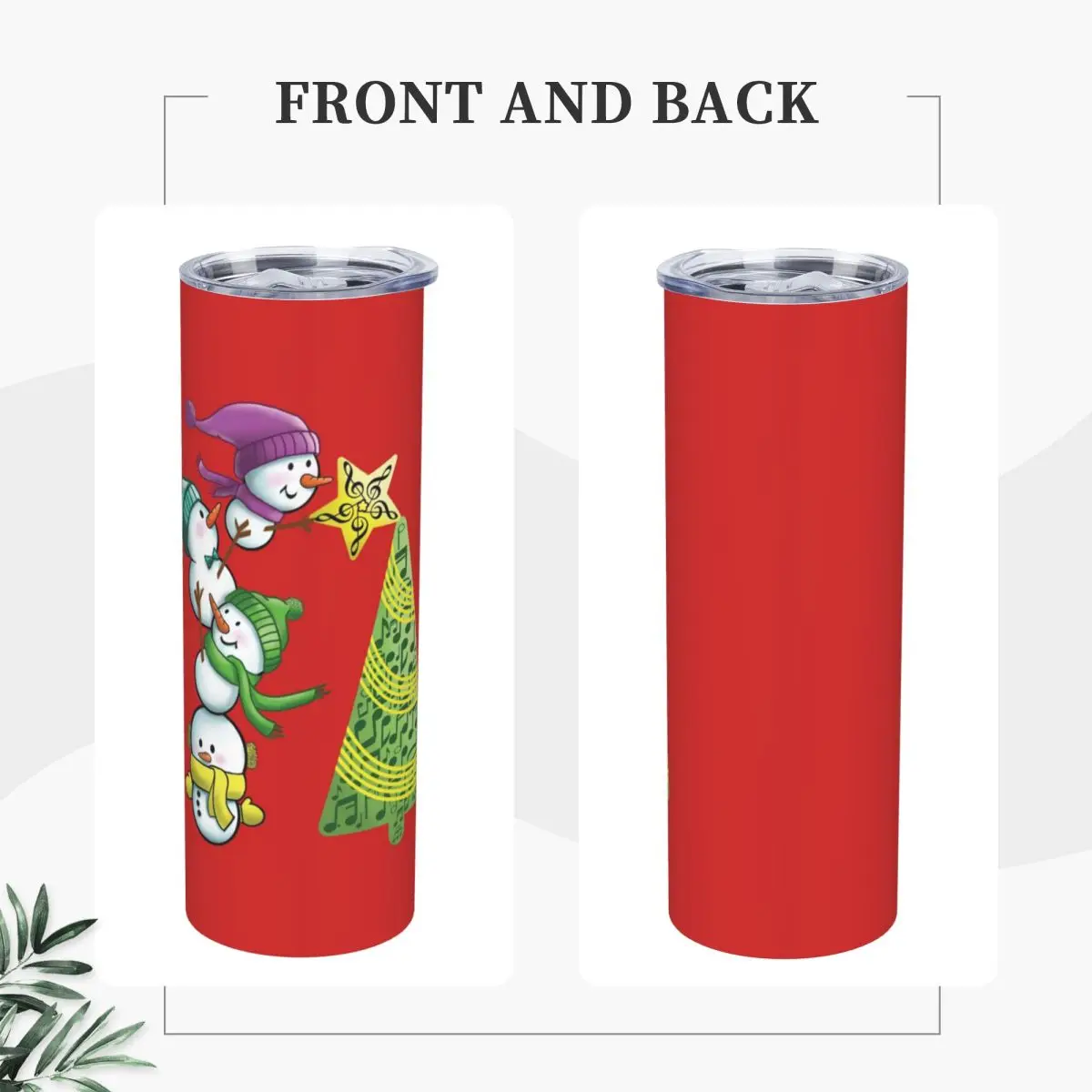 Musical Christmas Stainless Steel Tumbler Vacuum Insulated Mug Thermal Cold Bottle Straws With Lid 20oz