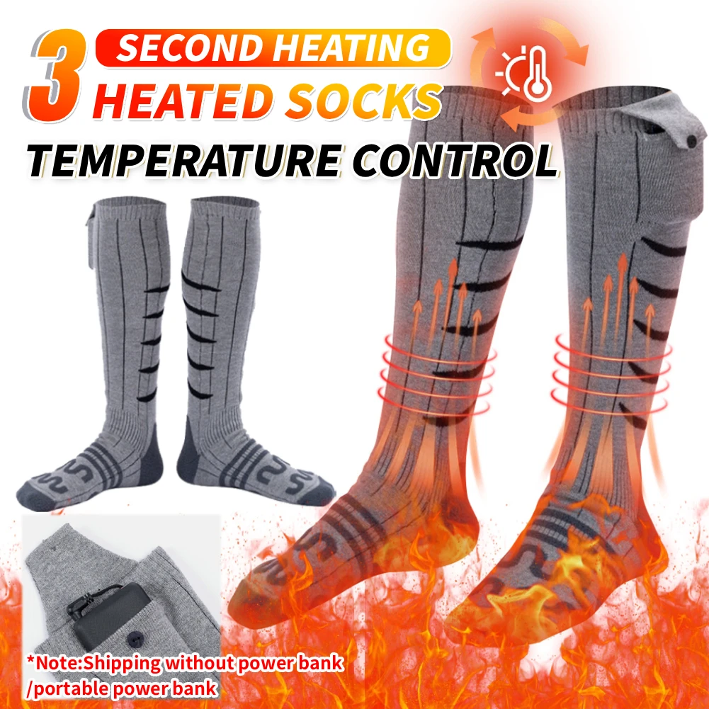 Calzini riscaldati elettrici invernali Calzini termici caldi a prova di freddo Calzini caldi a riscaldamento rapido in 3 secondi Lavabili per lo sci all'aperto Escursionismo