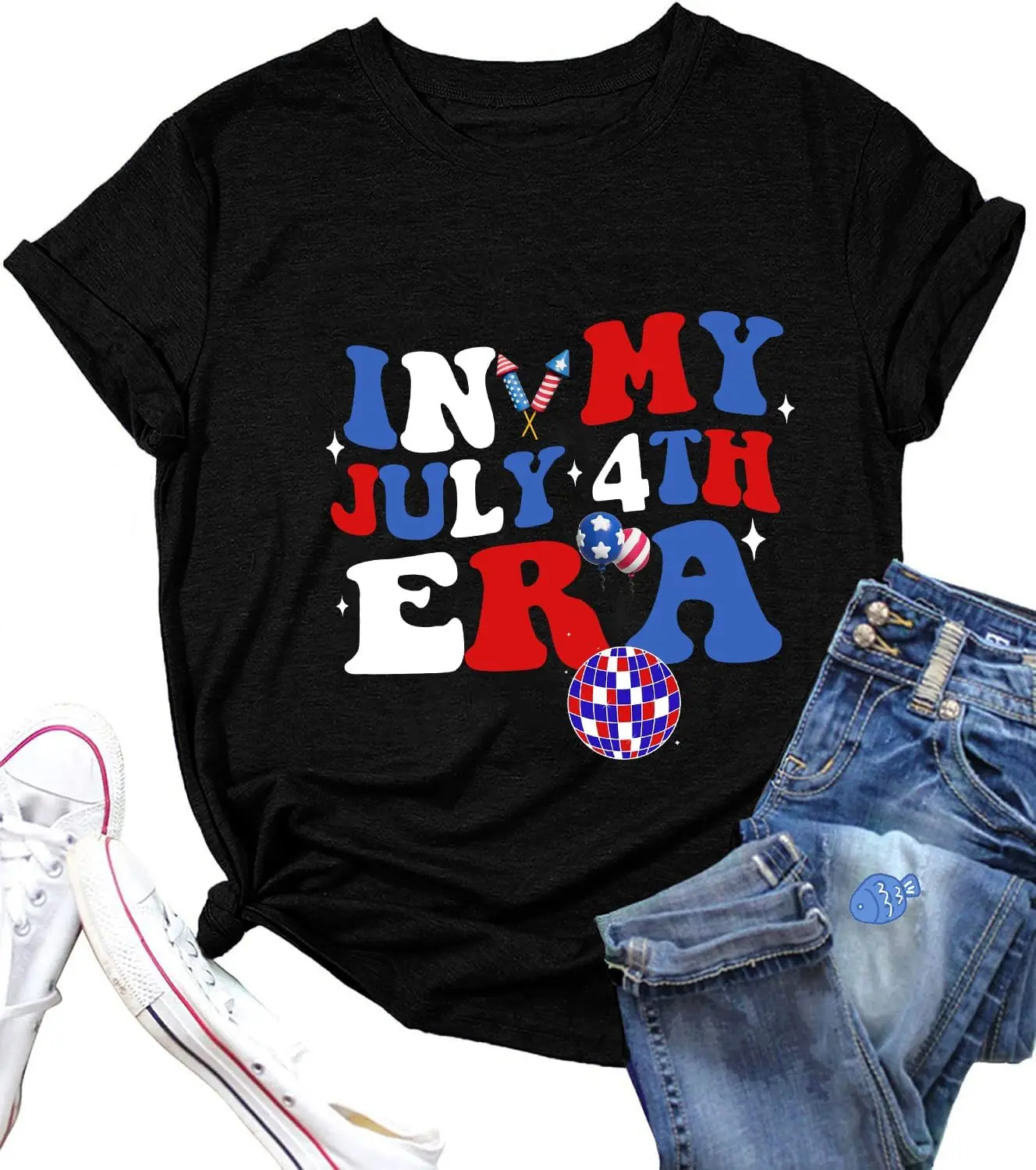 in My July 4th Era T-Shirt for Women Independence Day Patriotic Novelty Top New Fashion Top Tees