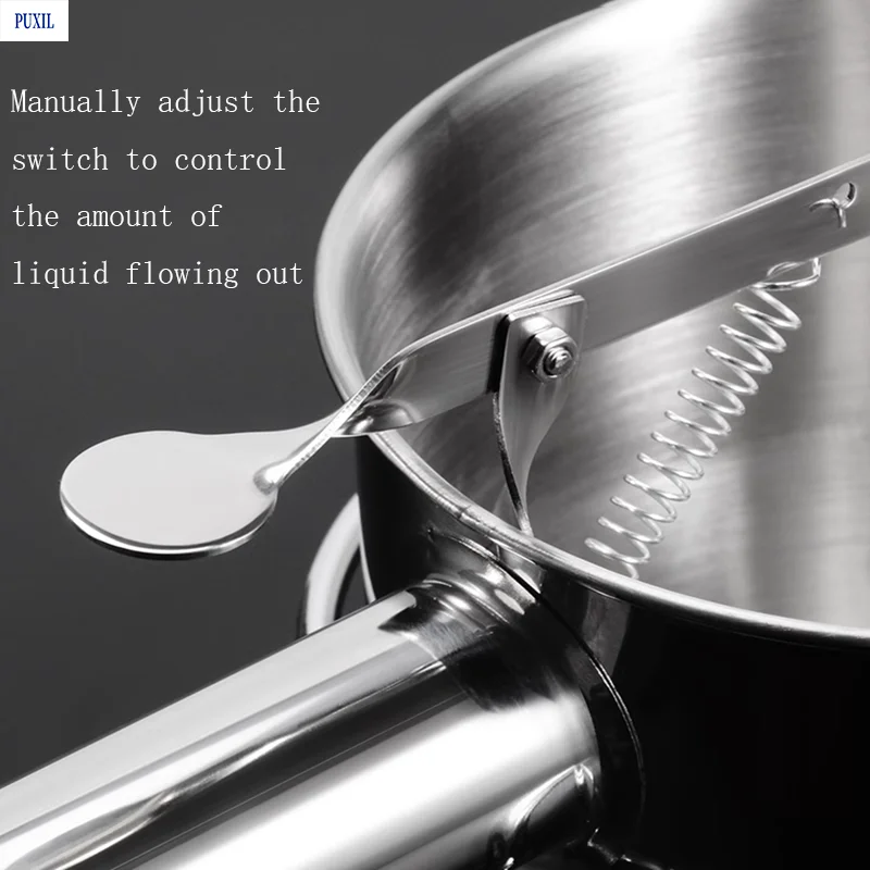 1.75L Octopus Balls Tool Baking Funnel Stainless Steel Takoyaki Dough Dispenser With Rack Adjusting Output Kitchen Hopper Tool