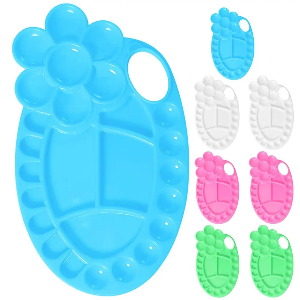 

2Pcs Ellipse Palette 12 Well Color Mixing Board Drawing Plate Painting Pallet Watercolor Pigment Trays Reusable Plastic