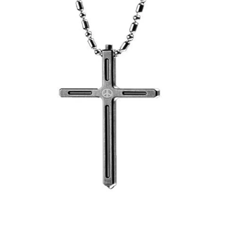 EDC Outdoor Portable Pectoral Cross Necklace Window Breaker Portable Tactical Women Anti-wolf Self-defense Tools