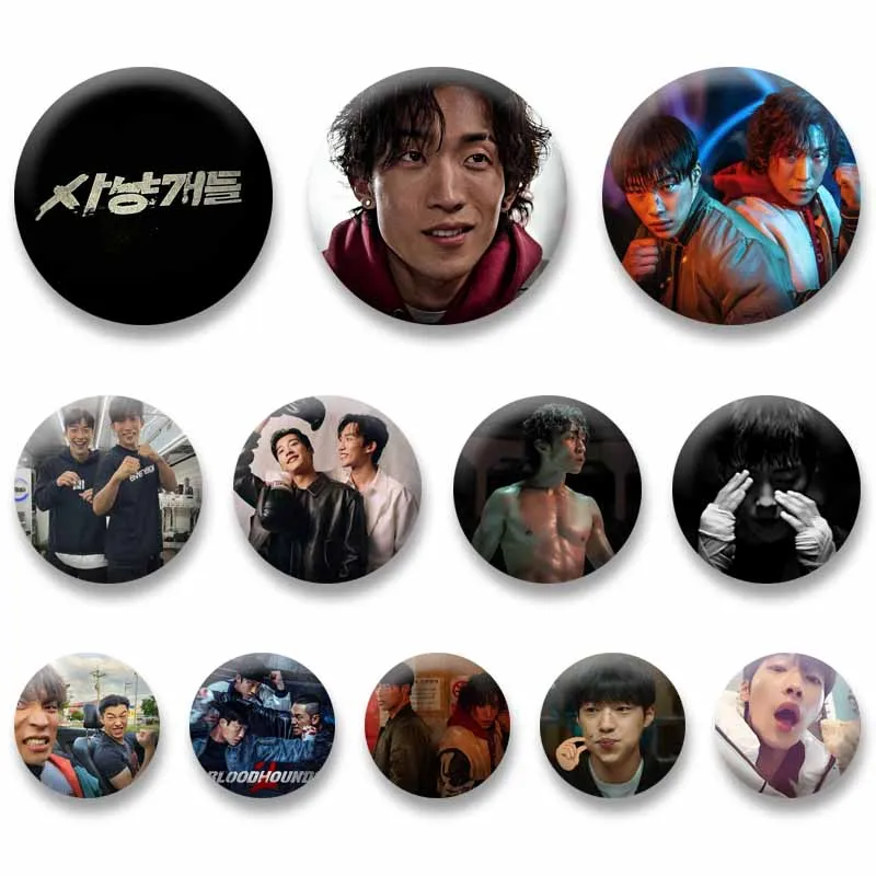 Bloodhounds Kim Geon Woo Hong Woo Jin Button Badge Korean Drama Lapel Pins Round Brooch Bag Decor Accessories Fans Collect Gifts