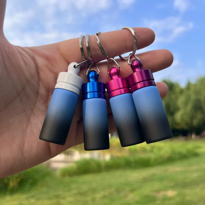 2 unids/lote viales de vidrio con cucharas caja de condimentos portátil de bolsillo pequeño botella dispensadora de especias botellas a prueba de fugas Stash con llavero