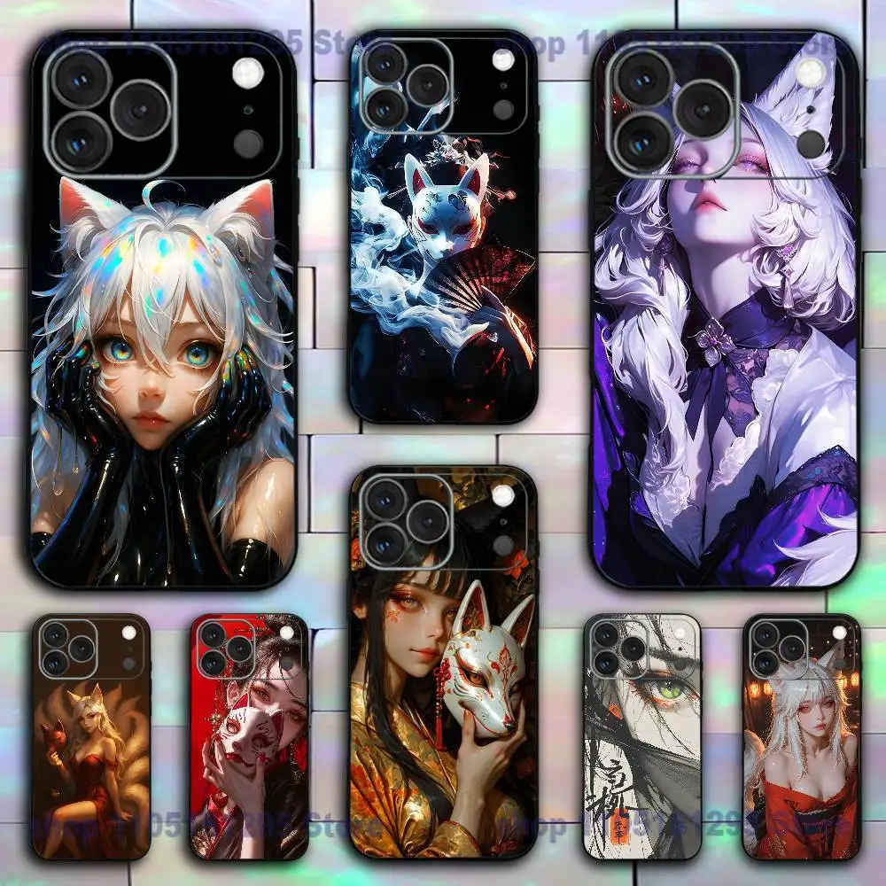 

Fox Mask Girl Clear Silicone Case for iPhone 17,16,15,14,13,12,11,Pro,Max,Mini,XS,X,8,Plus Shockproof Cover