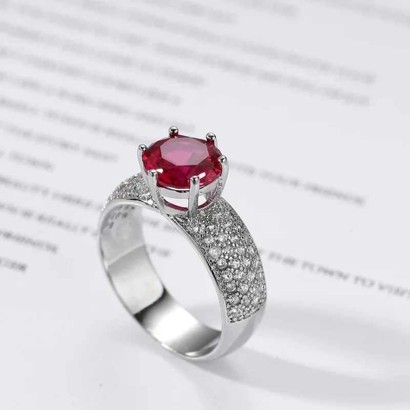 SODROV Vintage-Ring mit rotem Zirkon, Schmuck, Verlobungsringe für Frauen, Hochzeit, Festival, Geschenk