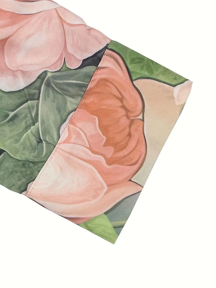 Nuovo elegante stampa floreale tasca frontale bottone risvolto camicia taglie forti articoli moda spiaggia top a maniche lunghe camicetta abbigliamento unisex