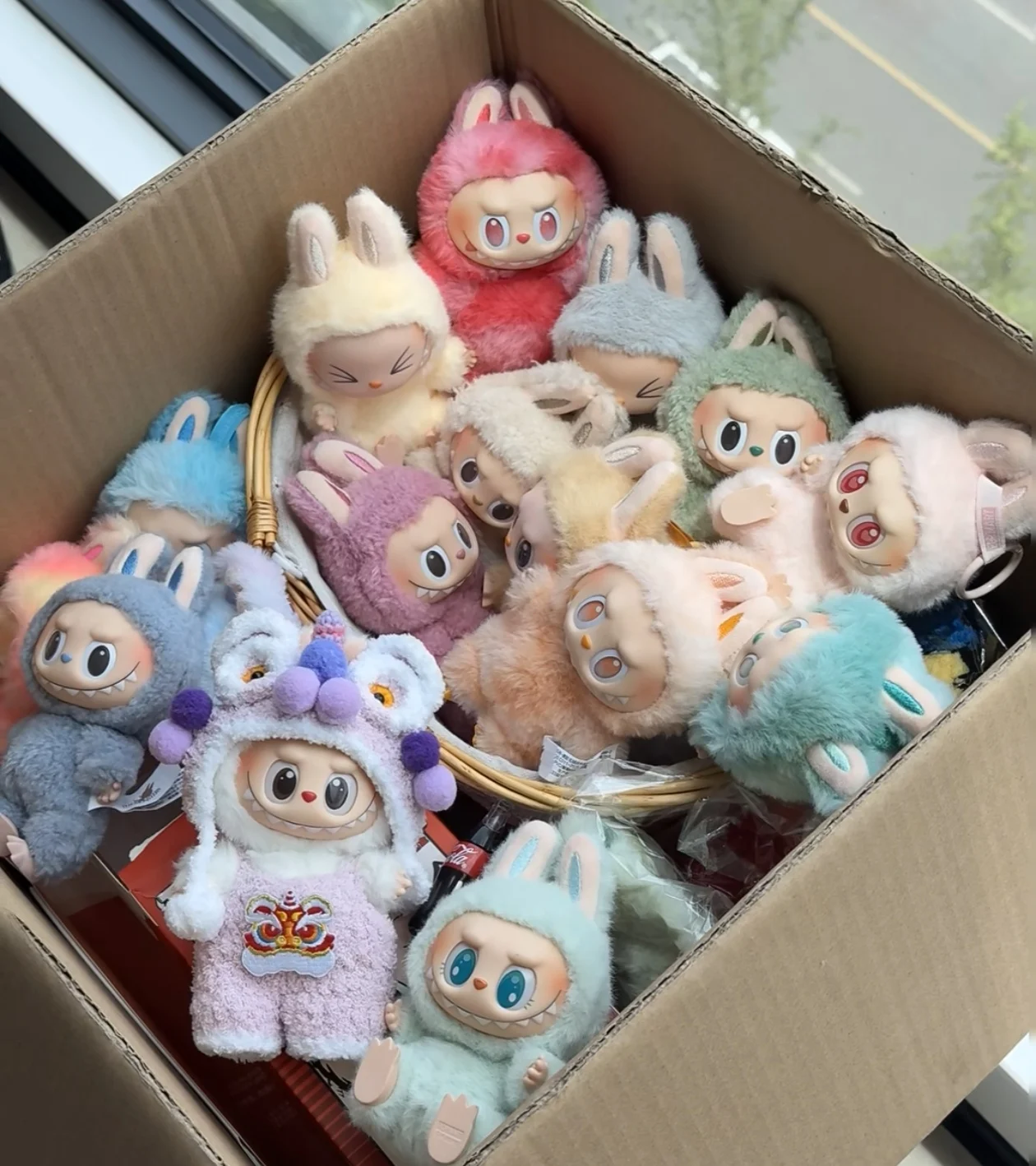 

For Labubu Series Blind Box Anime Figure Pendant Flocking Model Toy Kawaii Monster Replica Keychain Toy Christmas Gifts