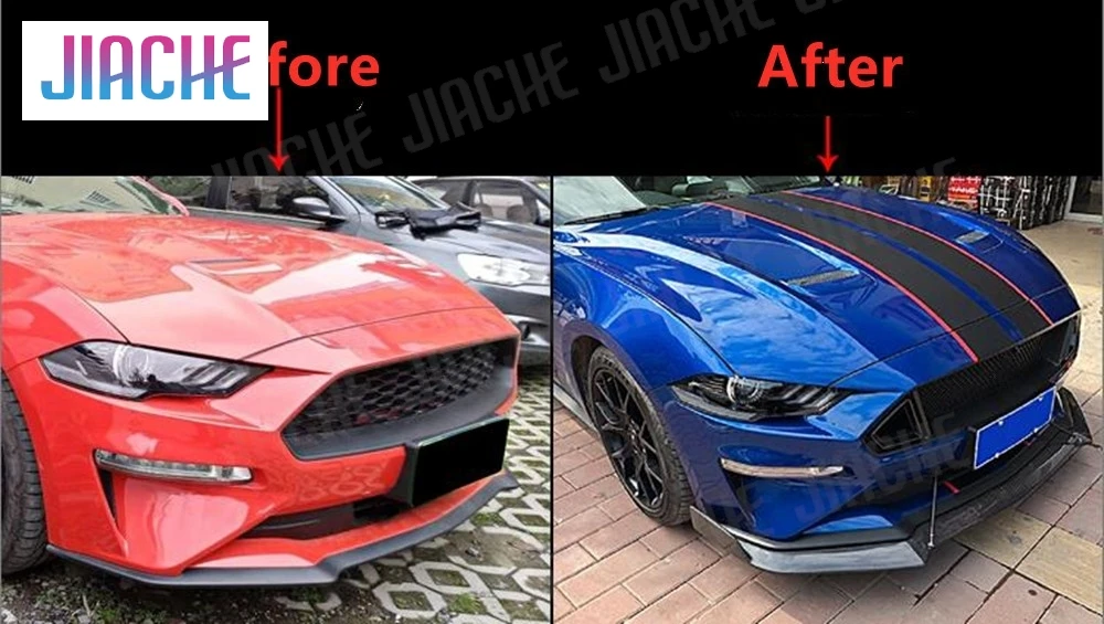 

Carbon Fiber Front Bumper Lip Chin Spoiler Splitters Bumper Diffuser Guard Body Kits Fit for Ford Mustang 2018 2019 2020