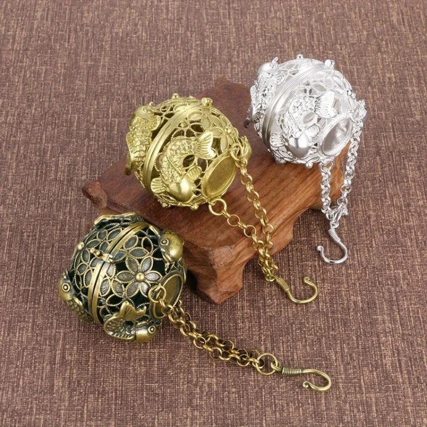 Hollow Brass Sachet Ball Antique Fragrance Ball With Hollowed Home Fragrance Ball Vintage Copper Incense Burner Car Home Pendant