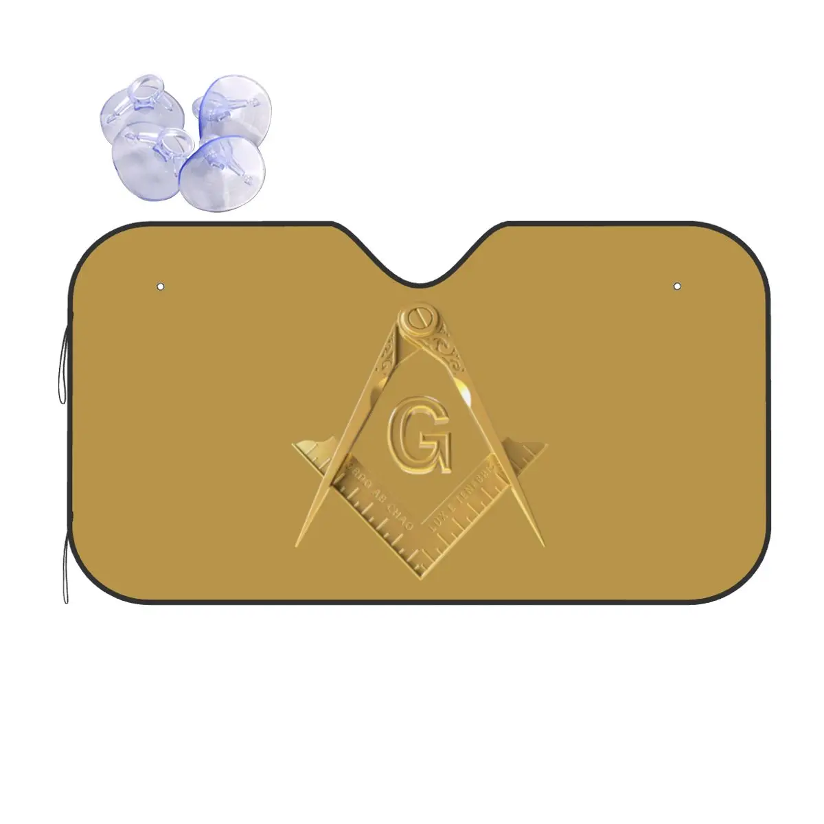 Custom Gold Freemason Logo Windshield Sunshade Folding Masonic Mason Blocks UV Rays Sun Visor Protector