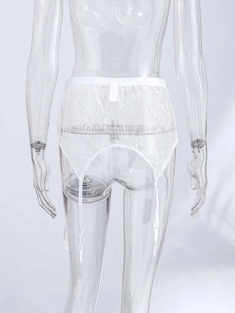 Hochgeschnittener Rock mit Spitzenbesatz und Po-Flap für Damen, Sexy Rockverlängerung, Transparenter Blumenmuster-Overlay-Rock mit Taillenbund, Damen-Partykleidung – Detail 9