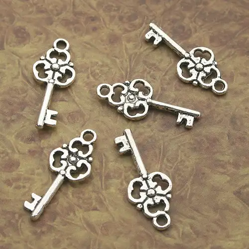 

20pcs 23*10mm dark silver tone key Shaped charm X0019