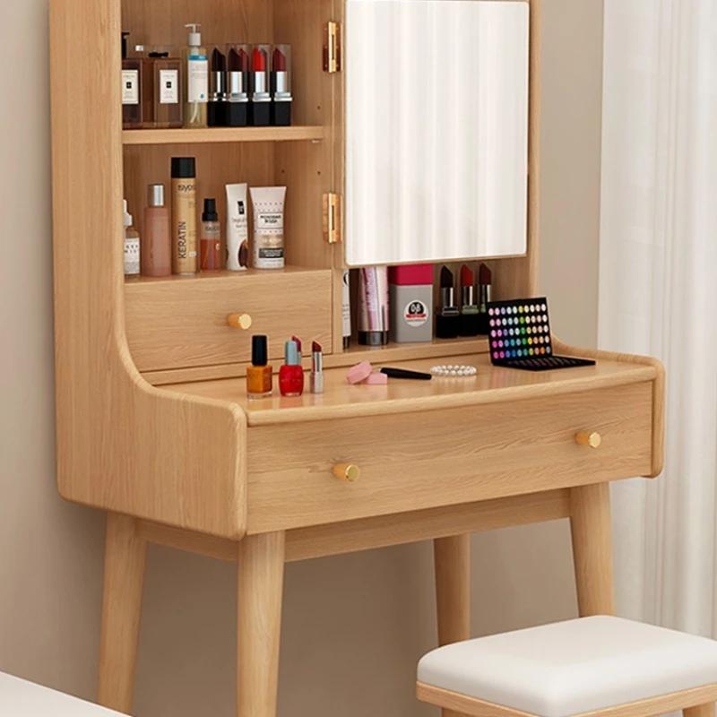 

Makeup mirror, dressing table, desk, 2-in-1 simple modern small bedroom, bedside storage cabinet, integrated