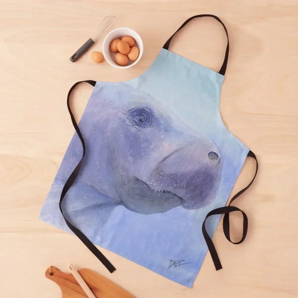 

Watercolor Manatee Apron Kitchen Man Nursing For Women Kitchen Chef Accessory Apron