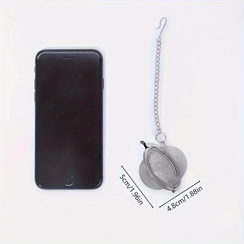 1 قطعة/304 كرة فلتر بنكهة الفولاذ المقاوم للصدأ، كرة فلتر الشاي، كرة فلتر الحساء مع خطاف سلسلة التمديد