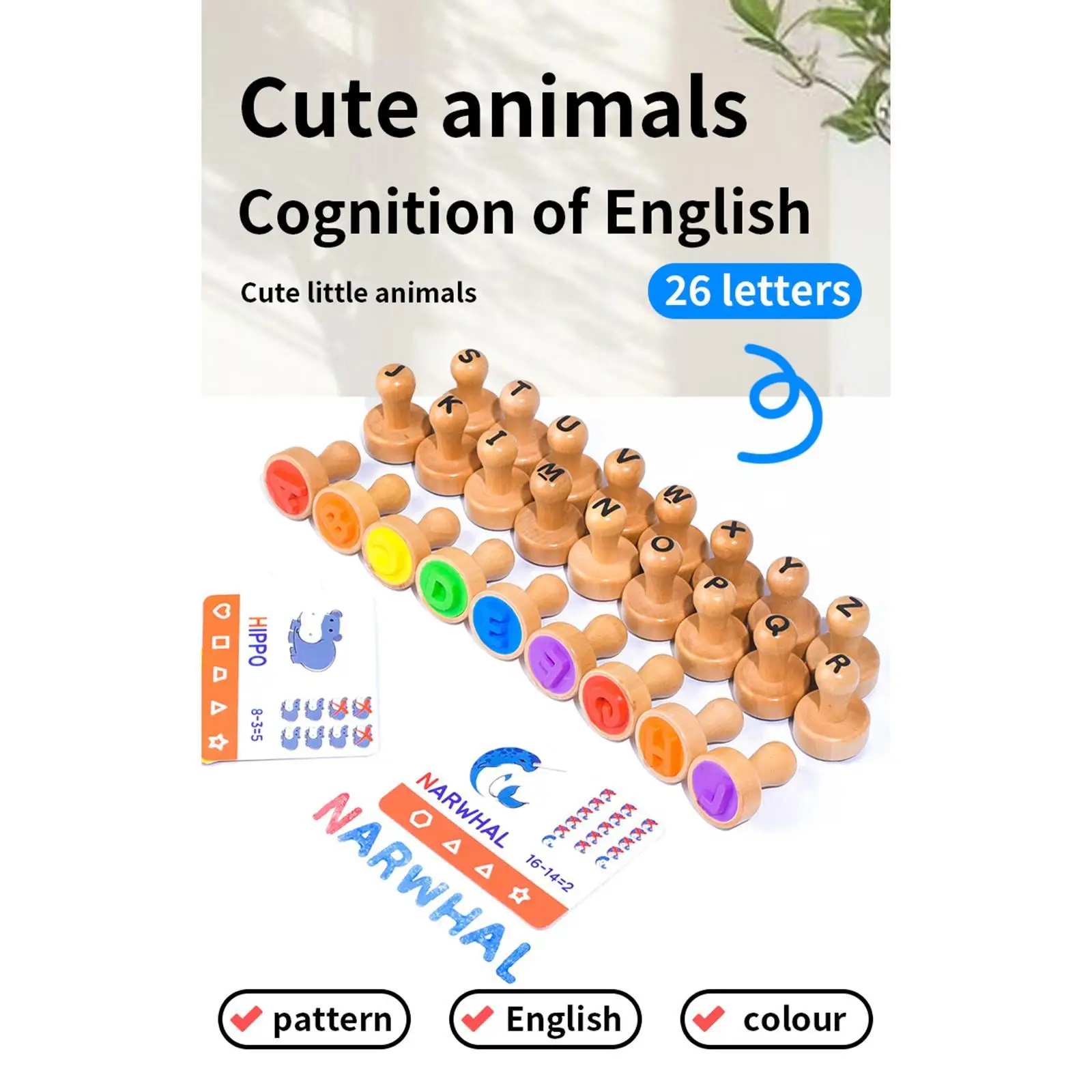 木製アルファベット数字スタンプ教育玩具芸術工芸品数学学習用品スタンパー3歳、4歳、5歳の男の子、女の子向け