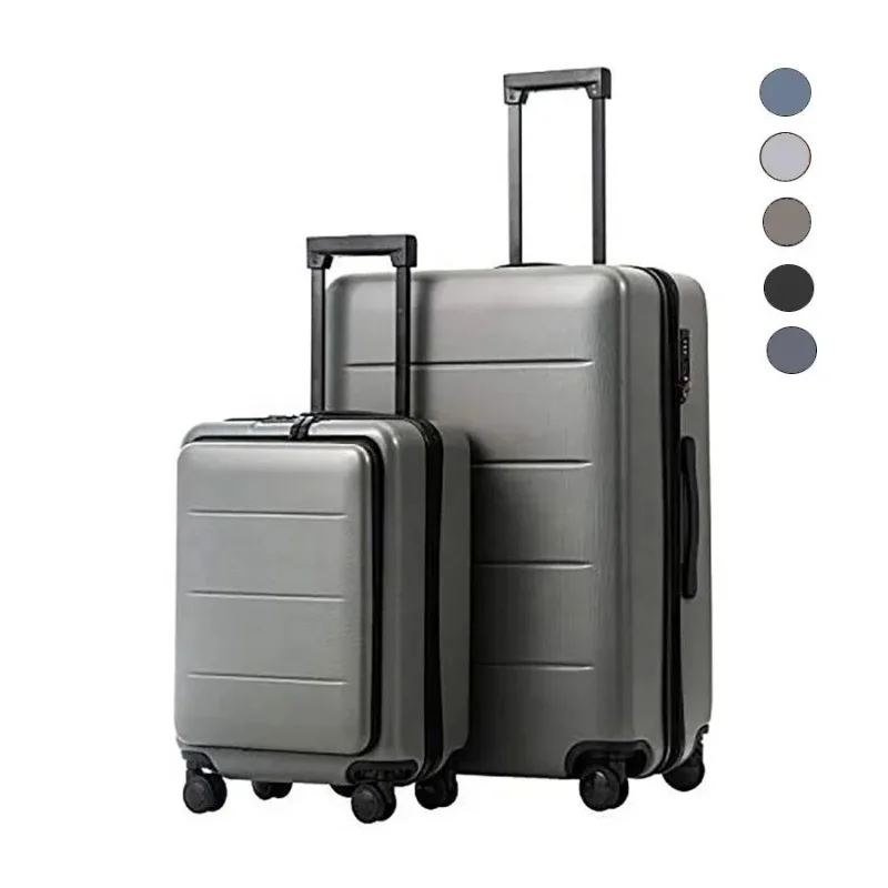 Custom Aluminum Frame Suitcase Carry On ABS+PC  Trolley  Luggage Suitcase Set with pocket Weekend Bag