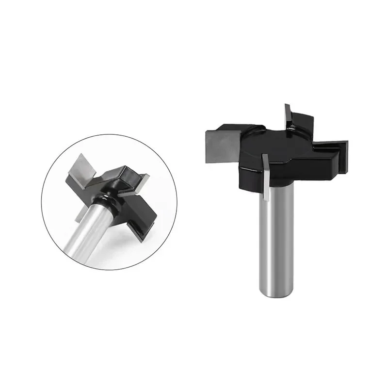 

1pc 1/2"12mm Shank 4 Edge T Type Slotting Cutter Woodworking Tool Router Bits For Wood Industrial Grade Milling
