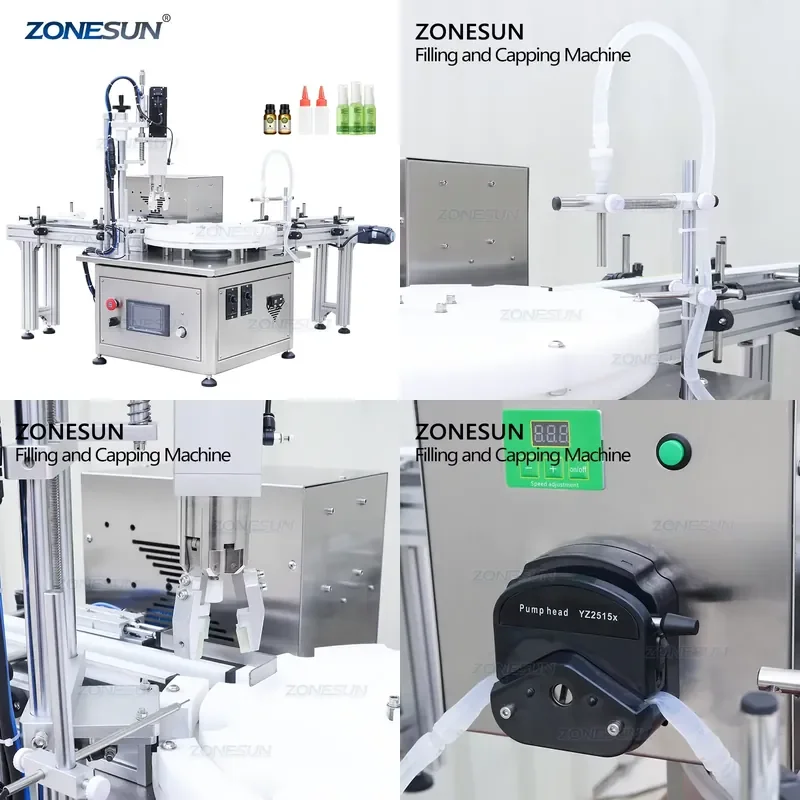 Hot 2026 Automatic Peristaltic Pump Desktop Monoblock Perfume Liquid Vial Roll-on Bottle Filling Capping Machine With