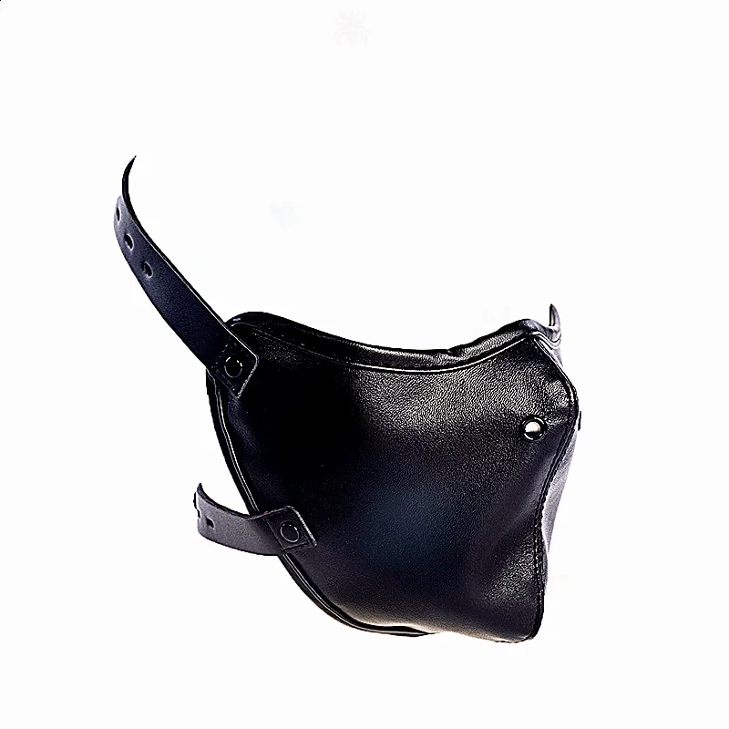 قناع جلدي قابل للتعديل مع كمامة الفم وBDSM عبودية الرقيق الكرة المكونات يخلق لعبة الجنس التدريب السوداء القابلة للتنفس للنساء #4