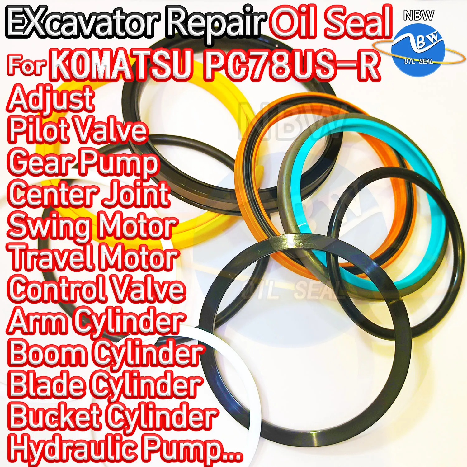 

For KOMATSU PC78US-R Excavator Oil Seal Kit High Quality Repair PC78US R Swing Gear Center Joint Gasket Nitrile NBR Nok Washer